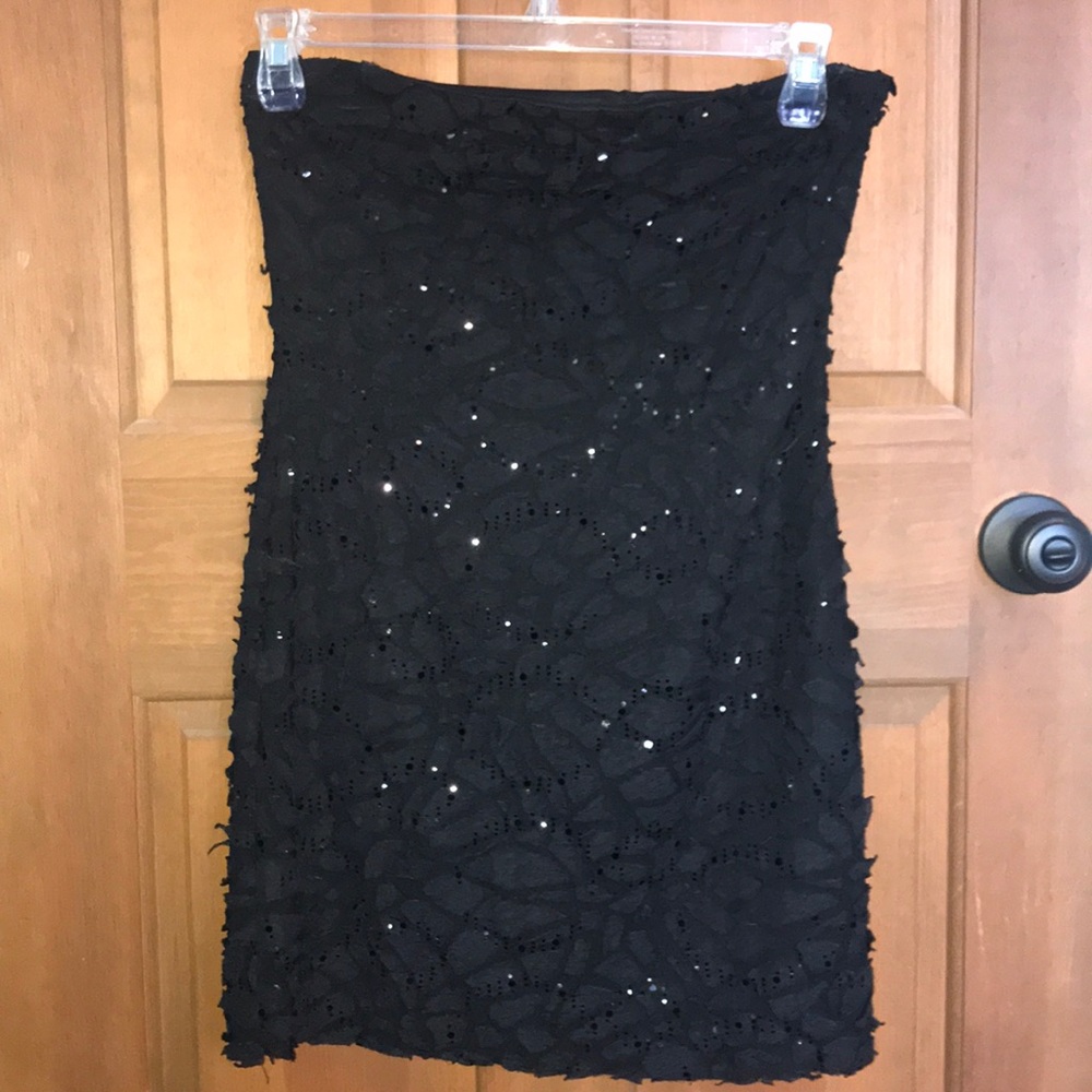 Tube top black mini sequin dress form fitting